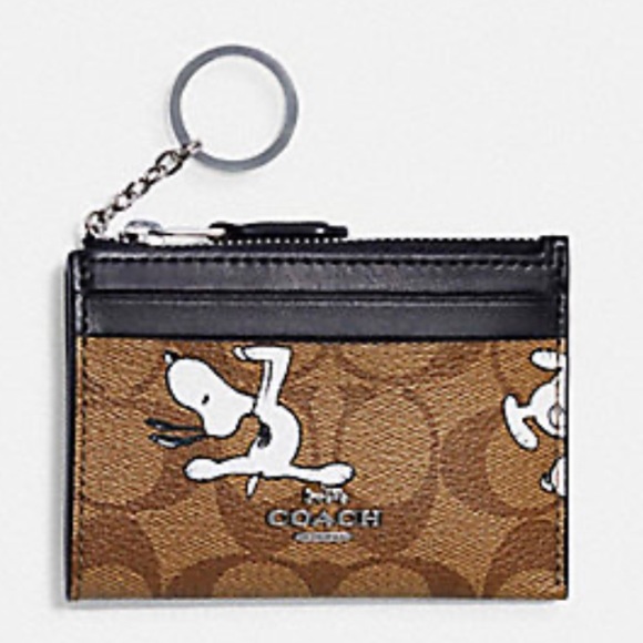 Coach X Peanuts Mini Skinny ID Case With Snoopy Print - Picture 1 of 7